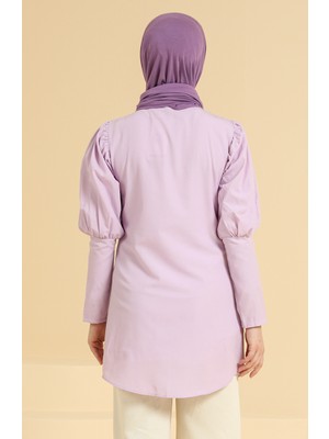 Düğmeli Tunik 6558-04 Lila