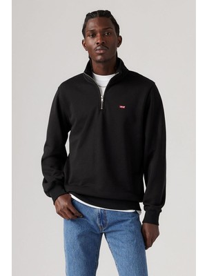 Levi's Erkek Orijinal Housemark Yarım Fermuarlı Siyah Sweatshirt - 001TU-0000