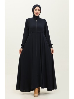 Sefa Merve Dantel Detaylı Mevlana Ferace 5069-02 Lacivert