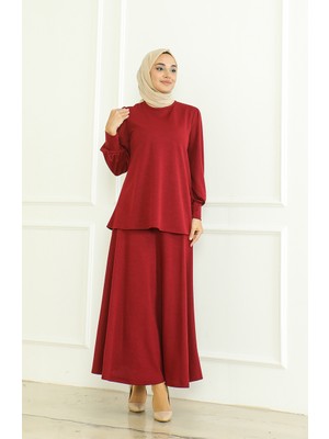 Tunik Etek Ikili Takım 8019-04 Bordo