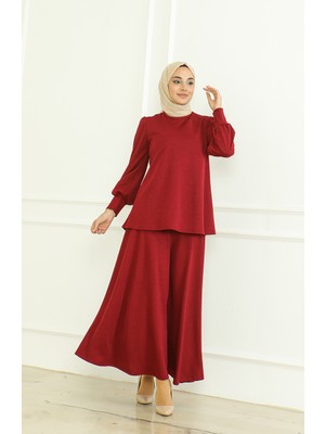 Tunik Etek Ikili Takım 8019-04 Bordo