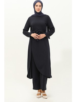 Sefa Merve Yırtmaçlı Tunik Pantolon Ikili Takım 0664-09 Lacivert