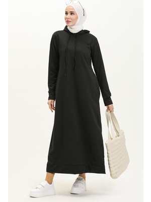 Sefa Merve Iki Iplik Kapüşonlu Spor Elbise 0190-09 Siyah