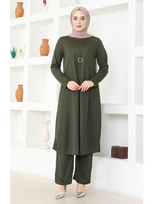 Sefa Merve Kolyeli Tunik Pantolon Ikili Takım 0580-04 Haki