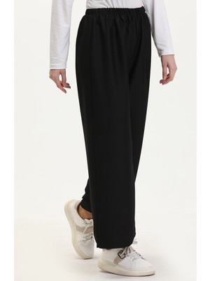 Sefa Merve Beli Lastikli Bol Paça Pantolon 1143-01 Siyah