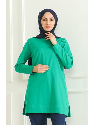 Yırtmaçlı Araboy Tunik 9140-01 Yeşil