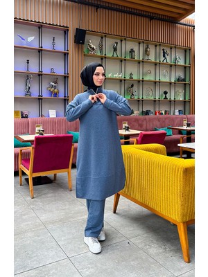 Sefa Merve Iki Iplik Fermuarlı Eşofman Takım 3062-08 Indigo