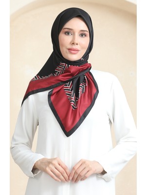 Karaca Rayon Eşarp 81073-09 Bordo Siyah