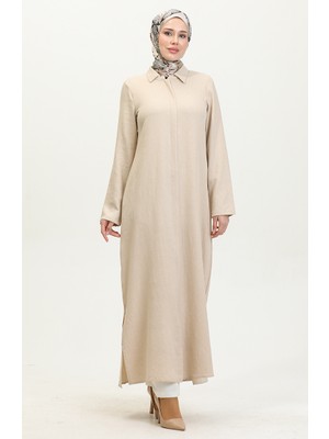 Sefa Merve Gömlek Yaka Ferace 24019-03 Bej