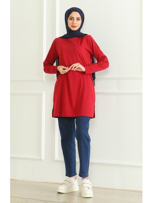 Sefa Merve Yırtmaçlı Araboy Tunik 9140-03 Bordo