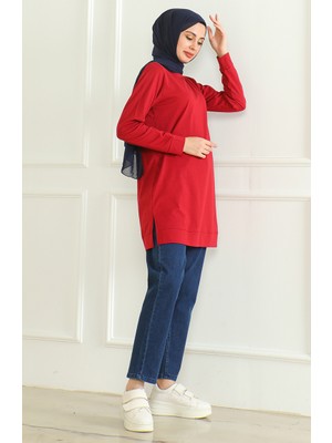 Sefa Merve Yırtmaçlı Araboy Tunik 9140-03 Bordo