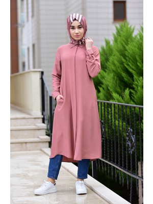 Sefa Merve Cepli Gizli Patlı Viskon Tunik 6435-06 Soğan Kabuğu