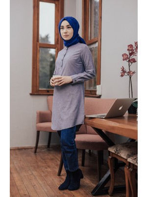 Sefa Merve Hakim Yaka Tunik 6474-06 Lacivert