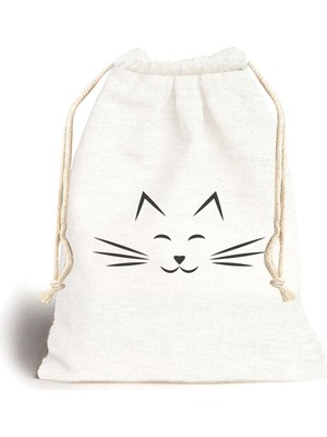 Tekno Trust Kedi Figürlü Kanvas Oyuncak ve Çamaşır Saklama Torbası 20X30CM Ebat