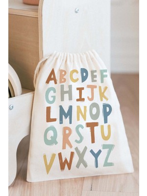 Tekno Trust Harfler Oyuncak Çamaşır Saklama Torbası Isimli Çok Amaçlı Çanta 20X30CM Ebat
