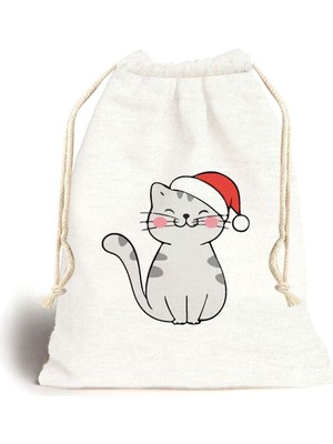 Tekno Trust Gri Kedi Figürlü Kanvas Oyuncak ve Çamaşır Saklama Torbası 20X30CM Ebat