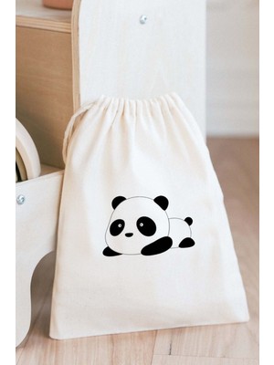 Tekno Trust Panda Figürlü Oyuncak Çamaşır Saklama Torbası Isimli Çok Amaçlı Çanta 20X30CM Ebat