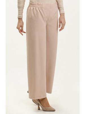 Sefa Merve Beli Lastikli Bol Paça Pantolon 2951B-03 Bej