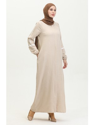 Sefa Merve Baskı Detay Ferace 24018-03 Bej