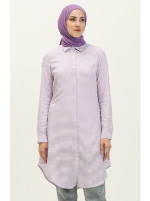 Sefa Merve Viskon Emprime Tunik 2553-04 Lila