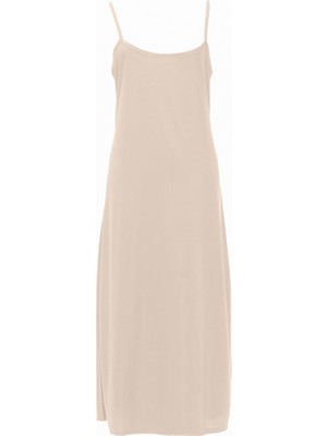 Sefa Merve 1965-03 Krem İp Askılı Elbise Şık Silüet ile Özel Olaylar İçin Tasarlandı