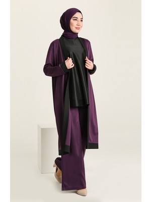 Sefa Merve Garnili Üçlü Takım 3366-02 Mürdüm