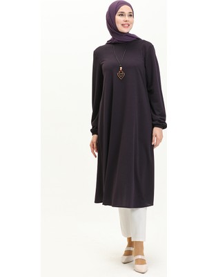 Sefa Merve Kolyeli Uzun Tunik 2727-08 Mor