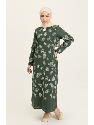 Sefa Merve Şile Bezi Elbise 5656-03 Haki