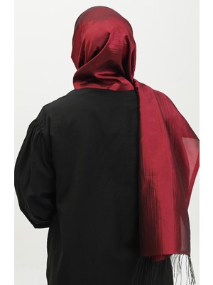 Püsküllü Tafta Şal 1268-16 Bordo