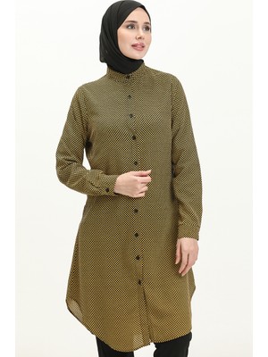 Sefa Merve Viskon Emprime Tunik 2554-01 Hardal