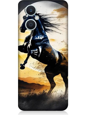 Teknomeg Oppo Reno 7 Lite 5g Uyumlu Şaha Kalkmış At  Desenli Silikon Kılıf