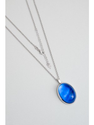 Gizemli Renkler 18 Ayar Beyaz Altın Kaplama 55 cm Gümüş Kolye