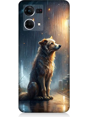 Teknomeg Oppo Reno 7 Uyumlu Yağmurlu Sokak  Desenli Silikon Kılıf