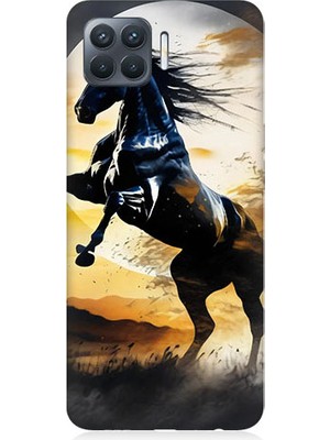Teknomeg Oppo Reno 4 Lite Uyumlu Şaha Kalkmış At  Desenli Silikon Kılıf
