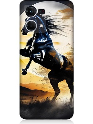 Oppo Reno 7 Uyumlu Şaha Kalkmış At  Desenli Silikon Kılıf