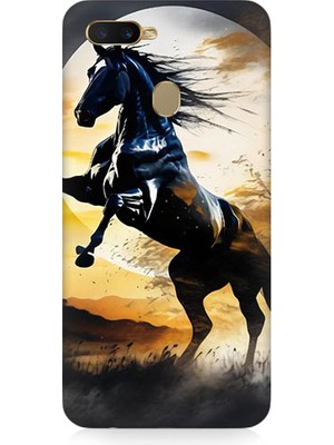 Oppo Ax7 Uyumlu Şaha Kalkmış At  Desenli Silikon Kılıf