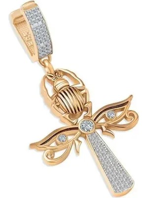 Ema Jewellery Altın Taşlı Ankh Charm