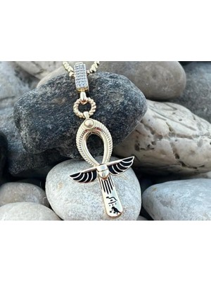 Ema Jewellery Altın Mineli Ankh Charm