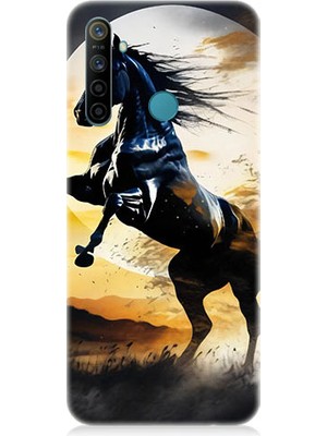 Teknomeg Realme 5i Uyumlu Şaha Kalkmış At  Desenli Silikon Kılıf