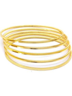 22 Ayar Altın Kaplama Çelik Kadın Ajda Bilezik - 5 Adet BSET-118