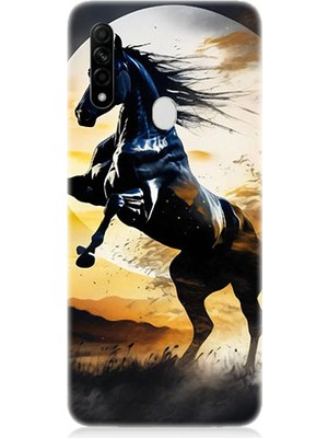 Teknomeg Oppo A31 Uyumlu Şaha Kalkmış At  Desenli Silikon Kılıf