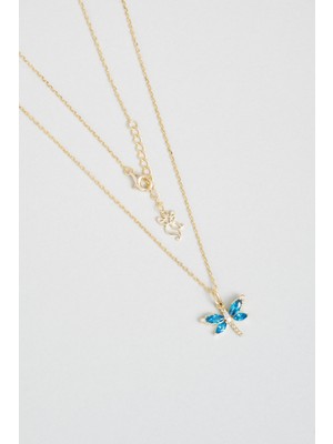 Rüzgarın Arkadaşı 18 Ayar Sarı Altın Kaplama 45 cm Gümüş Yusufçuk Kolye