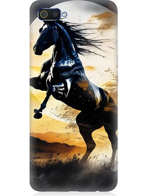 Realme C2 Uyumlu Şaha Kalkmış At  Desenli Silikon Kılıf