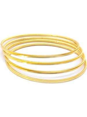 4 Adet 22 Ayar Altın Kaplama Çelik Kadın Ajda Bilezik -  BSET-117