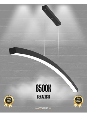 Luna (Siyah Kasa, Beyaz Işık) Ledli Modern Sarkıt Linear LED Avize Salon Mutfak Oturma Odası Yatak Odası Antre Hol LED