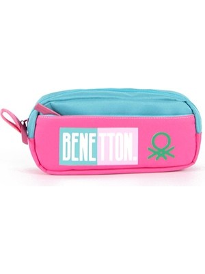 United Colors of Benetton Çift Bölmeli Mavi Pembe Kalem Çantası 03795