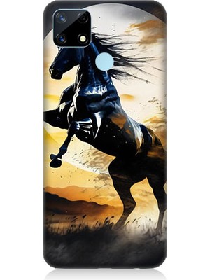 Teknomeg Realme 7i Uyumlu Şaha Kalkmış At  Desenli Silikon Kılıf