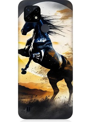 Teknomeg Realme C21 Uyumlu Şaha Kalkmış At  Desenli Silikon Kılıf