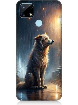 Teknomeg Realme C25 Uyumlu Yağmurlu Sokak  Desenli Silikon Kılıf