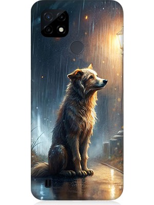 Teknomeg Realme C21 Uyumlu Yağmurlu Sokak  Desenli Silikon Kılıf